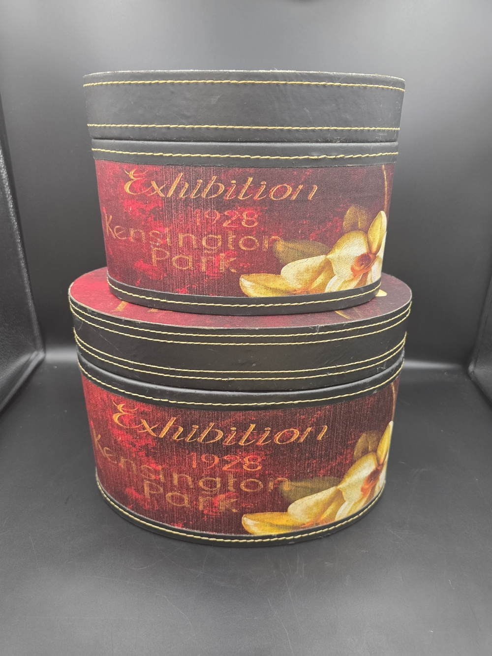 Exhibition Kensington Park Red Decorative Storage Hat Boxes - Set of 2